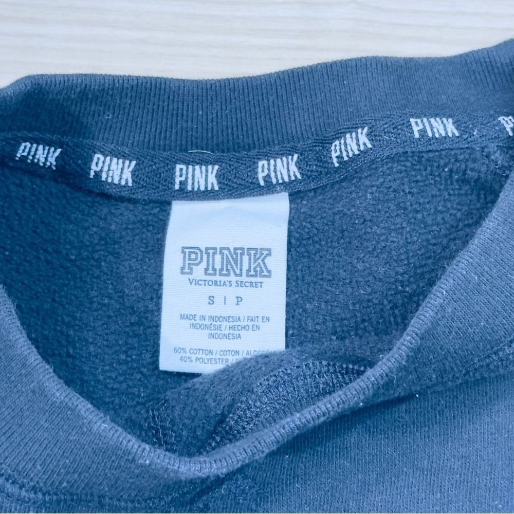 Victoria's Secret PINK Black Sweatshirt with Silver Lettering sz S - Picture 6 of 7